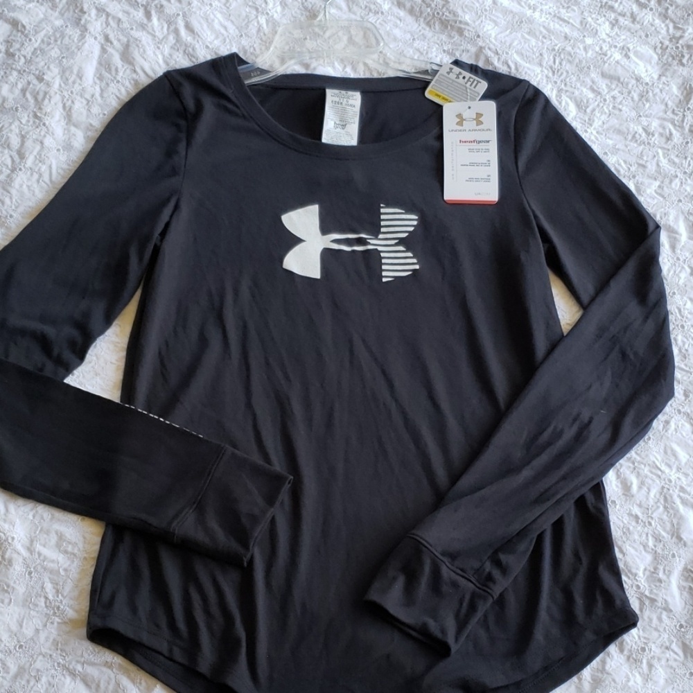 Under armour heat gear long sleeve top black S --